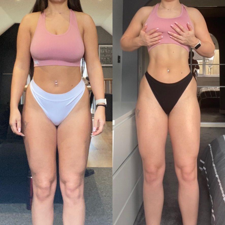 Jess — before and after transformation photos, fat loss, -8kg