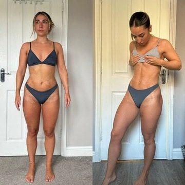 Meg — before and after transformation photos, holiday prep, -5kg in 5 weeks