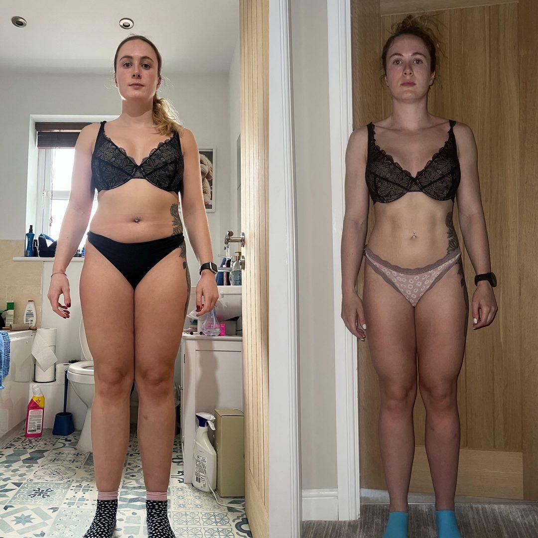 Anna, 28 — before and after transformation photos, -9kg in 16 weeks