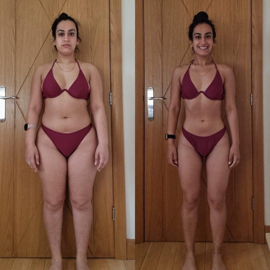 Meera, 27 — before and after transformation photos, -12kg in 20 weeks
